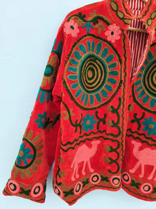 Veste bomber réversible en velours pour femme, broderie florale faite à la main, style vintage, vêtement d'extérieur haut de gamme, automne/hiver, coton - Product Image 5