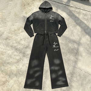 Unisex Streetwear Tracksuit Full Zip Hooded Sweatshirt & Pants Set Life Mocks Art Print Breathable Polyester Autumn Wear - Product Image 4