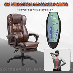 Executive Office Chair Ergonomic 6-Point Vibrating Massage Comfortable with Adjustable Height and <b>Footrest</b> Brown - Product Image 4