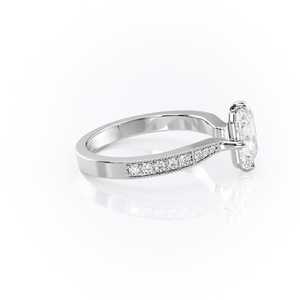 Anillo de Plata de Ley S925 con Moissanita Radiante y Diamantes, con Cuatro Puntas y Banda Pavé, Regalo de Cumpleaños para Mujer - Product Image 2
