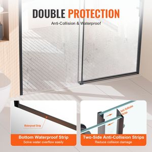 Porta Doccia Senza Telaio 58,59 L x 75 H pollici in Vetro Temperato Trasparente SGCC da 5/16 pollici (8mm) Impermeabile per Applicazioni in Palestra Spessore 10mm - Product Image 6