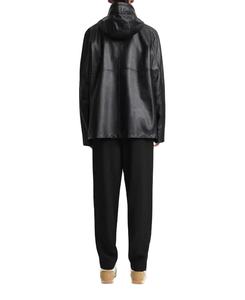 Anorak Style Tan Brown Chaqueta de cuero con capucha Premium Cuero de vaca Media cremallera Ropa deportiva Casual Formal Chaqueta anorak de cuero - Product Image 3