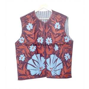 Chaqueta de Botones con Diseño Floral Vintage para Mujer, Otoño Invierno, Hecha a Mano, 100% Algodón, Chaleco Bordado con Diseño Floral para Mujer - Product Image 4