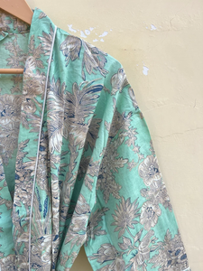 ชุดกิโมโนลายพิมพ์บล็อกการ์ตูนสำหรับผู้หญิง ผ้าฝ้ายทอ 100% ชุดนอนฤดูร้อน ทำมือ ODM คอวี เอวยางยืด ความยาวระดับเข่า/เต็มตัว เนื้อผ้านุ่ม - Product Image 4