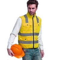 Chaleco DE SEGURIDAD personalizado de alta calidad con logotipo personalizado de bolsillo para trabajo de construcción con bolsillos para hombres