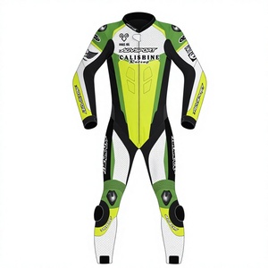 Combinaison de course MotoCP Elite Rawasaki unisexe en cuir de vachette/crocodile de qualité supérieure avec panneaux extensibles flexibles - Product Image 1