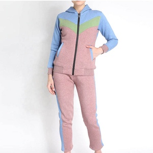 Chándal de Algodón Cómodo para Mujer con Cremallera, Transpirable, de Secado Rápido, Color Sólido, Cremallera Completa con Dos Bolsillos, Color Bloque, Corte Ajustado - Product Image 1