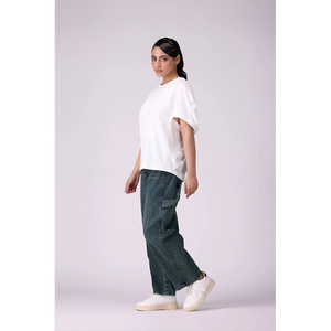 T-shirt ample en coton personnalisé de haute qualité pour femme avec fermeture éclair, logo personnalisé et tissu respirant - Mode toutes saisons - Product Image 6