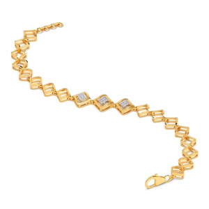 Pulsera de Oro con Eslabones Geométricos en Forma de Rombo y Cadena Extensible Ajustable, Joyería de Lujo para Mujer - Product Image 1