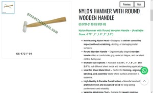 Marteau en nylon avec manche en bois, outils de bijouterie non-abrasifs, marteau de façonnage des métaux, outil manuel multi-tailles |   Numéro d'article GS-972F-01 - Product Image 3