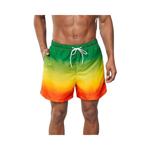 Short de plage avec cordon de serrage pour hommes, imprimé en 3D, streetwear respirant, taille élastique, couleur dégradée, été - Product Image 1