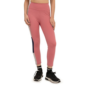 Leggings de yoga sans couture pour femmes avec logo personnalisé, couleur rose, effet color-block, respirants et extensibles, pour la gym et le style streetwear - Product Image 1