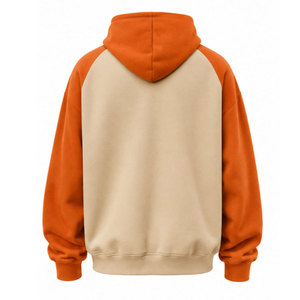 Sudadera con Capucha para Hombre, Color Naranja Beige, Manga Raglán, con Bolsillo Delantero, Estilo Casual, Corte Regular, Color Sólido, Impresión por Transferencia de Calor - Product Image 3