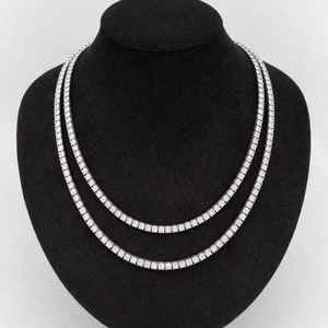 Collar de tenis recto de moda con diamante de moissanita de corte redondo y plata 925, regalo original para boda, amuleto de joyería - Product Image 3