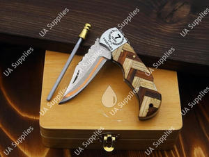 Couteau pliant professionnel Sanmai en acier Damas cuivré, pointe clip, pour EDC, camping, extérieur, pêche, randonnée, facile à personnaliser (DIY), ODM - Product Image 2