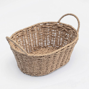 Oval Woven Straw <b>Basket</b> with Handle – Minimalist & Elegant Nordic Style - Product Image 3