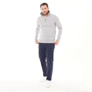 Sudadera con capucha de punto gris para hombre con cremallera de un cuarto, Colección de invierno, Forro polar, Estilo urbano, OEM, Venta al por mayor - Product Image 1