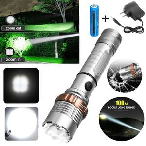 ไฟฉาย LED แบบชาร์จไฟได้ 5 โหมด ซูมได้ ใช้สำหรับเดินป่า ตั้งแคมป์ กิจกรรมกลางแจ้ง พร้อมแบตเตอรี่และอุปกรณ์ชาร์จ - Product Image 5