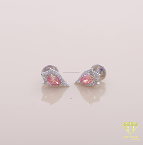 Luxury Pink Sapphire Look <b>Stud</b> Earrings Teardrop Halo Earrings Pink Pear Cut <b>Stud</b> Earrings 925 Sterling <b>Silver</b> - Product Image 5