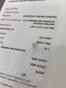 Diamant rose fantaisie de laboratoire CVD taille Radiant 1,53 ct, certifié IGI, clarté VVS, diamant non monté pour bijoux - CONCEPTION - Product Image 2