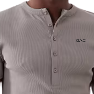 <b>Men</b> Waffle <b>Henley</b> T-Shirt Regular Fit Short Sleeve Casual Summer <b>Top</b> Soft Stretch Breathable Quick Dry Sweat-Wicking 220 Grams - Product Image 3
