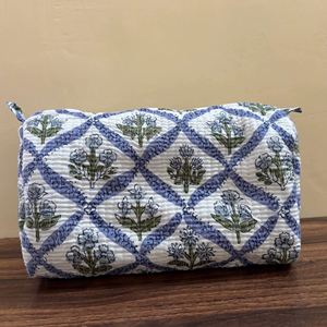 Bolsa de Maquillaje Acolchada de Algodón con Estampado a Mano, Organizador de Cosméticos de Viaje, Juego de 3 Bolsas, Precio al por Mayor - Product Image 1