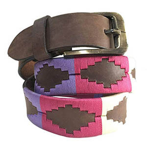 Ceinture en cuir véritable personnalisée pour homme, sport et loisirs, avec broderie polo et gaufrage végétal, service OEM pour produits équestres - Product Image 2