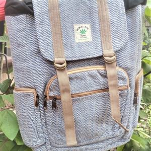 Natural Hemp <b>Backpack</b> with Detachable Handle String Closure Character Pattern - Product Image 1