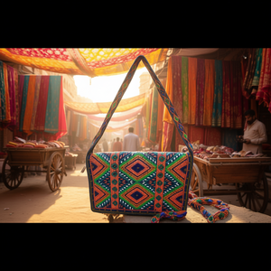 Sac à main décontracté de luxe fait main en Inde, assortiment de perles de verre multicolores, sac artisanal durable, sacs fourre-tout promotionnels - Product Image 3