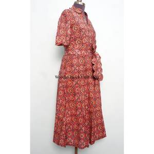 Robe longue en coton à fleurs de haute qualité, col en V, coupe ample, pour le printemps et l'été, robe maxi élégante, robe décontractée tendance pour femmes - Product Image 5