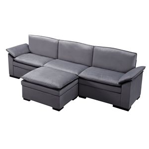 Divano Componibile Grigio Scuro 117.7 con Pouf per Soggiorno - Product Image 3