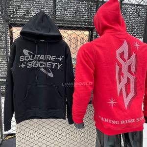 Sudaderas con capucha de lana de algodón para hombre, venta al por mayor de fábrica, ropa estampada XS 3D con diamantes de imitación bordados de ajuste Regular - Product Image 4