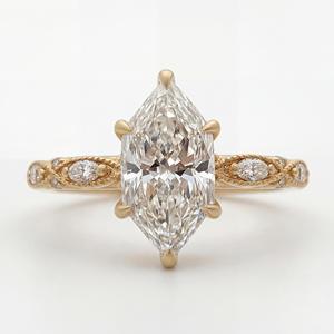 Anillo de Diamante Cultivado en Laboratorio con Corte Marquesa, Estilo Vintage de Lujo, con Engaste de Garras, Inspirado en el Estilo Antiguo, Anillo de Novia Perfecto para Propuesta de Matrimonio, Boda o Fiesta - Product Image 2