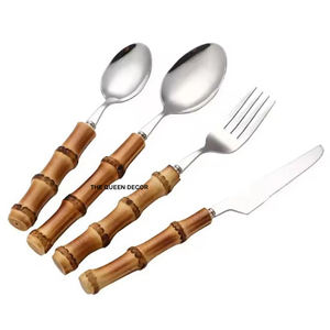 Juego de cubiertos de acero espejado negro de cinco piezas para servir ensaladas y comida china: cuchara, cuchillo y tenedor - Product Image 6