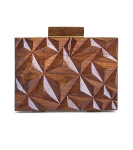 Sculpted <b>Rustic</b> <b>Wooden</b> Evening Clutch With Polish Finished For Wedding Festive Wear Party Boho Luxe Fashion Statement Purse &Bag - Product Image 6