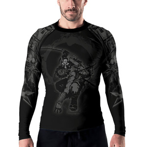 Maillot de compression unisexe noir à manches courtes personnalisable avec impression par sublimation, séchage rapide, pour MMA, BJJ, grappling - Product Image 3