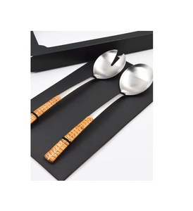 Cuillère en rotin et acier inoxydable avec manche épaissi, vaisselle pour la maison, restaurant, cadeau de mariage, couverts à prix avantageux - Product Image 5