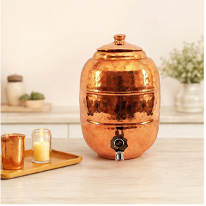 Handcrafted Pure Copper Water Dispenser with Hammered Design Leakproof Tap and Lid for Home Kitchen Ayurvedic Water Storage - Product Image 4