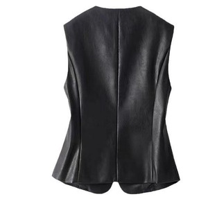 Gilet en cuir véritable imperméable pour femme, style motard décontracté, épais, idéal pour la conduite et les voyages - Product Image 2