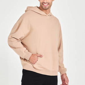Men Hoodie with Soft Lining <b>Thick</b> <b>Fleece</b> Fabric 100% Cotton Pullover Drop Shoulder Regular Fit Plain Design Quick Dry Breathable - Product Image 2