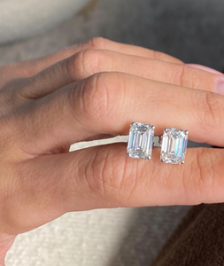 925 Sterling Sliver 5 Carat <b>Emerald</b> Cut Lab Grown Diamond Earrings Customized Size Make To Earrings - Product Image 3