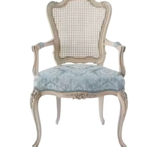Silla de Boda de Estilo Francés Moderno y Lujoso, Estructura de Madera Maciza, Tela Blanca y Azul, Muebles para Sala de Estar Interior de Hotel - Product Image 1