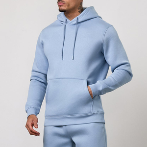 Men's Light <b>Blue</b> Hooded Sweatshirt Regular Fit Cotton Fleece Casual Pocket Long Sleeve Autumn Wear 2027 - Product Image 1