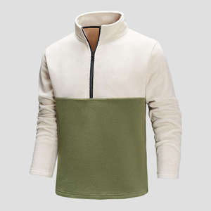 Pull en molleton à col montant zippé pour homme, coupe classique, color block, décontracté, pour l'automne, 100 % polyester respirant - Product Image 1