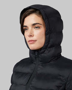 Blouson matelassé à capuche unisexe, hiver, isolé, respirant, polaire, noir, polyester, coupe-vent, décontracté, fermeture éclair, coupe ajustée, devant - Product Image 5