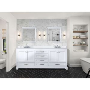 80 pouces. Meuble-lavabo double blanc avec 22 pouces de profondeur Plateau en quartz D et 30 pouces Miroirs pour meubles-lavabos de salle de bain - Product Image 3