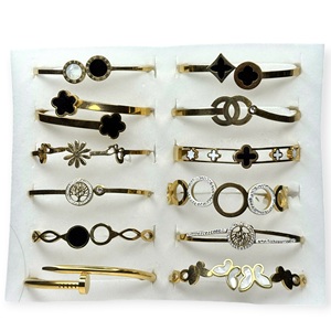 Pulseras de Moda en Oferta, Chapadas en Oro de 18K, de Acero Inoxidable para Mujer, Diseño Geométrico, Juego de 12 Piezas, Elegante para Bodas - Product Image 5