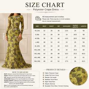 Robe de soirée empire en dentelle florale pour femme, élégante, col rond, manches classiques, broderie premium, longueur ras du sol, en crêpe, pour mariage - Product Image 6