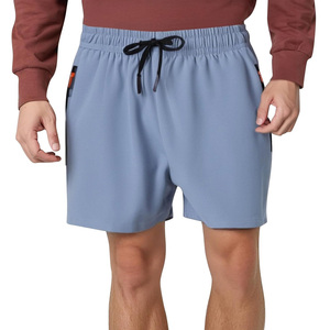 Men's Light Blue Solid Quick Dry Shorts <b>Elastic</b> Waist Drawstring Zipper Pocket Casual Workout Running Shorts - Product Image 2