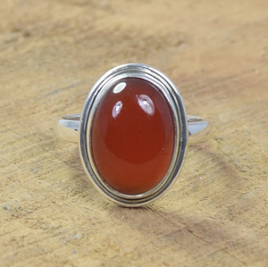 Bague en cornaline, bague en pierre précieuse orange pour femmes, bijoux faits à la main - Product Image 1
